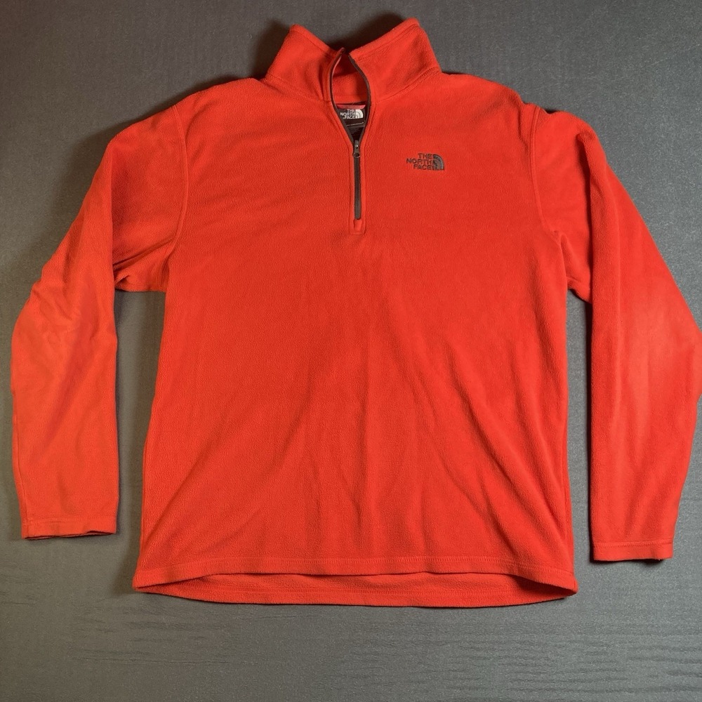 The North Face Sweater Mens Medium Red 1/4 Zip Fleece Pullover Hiking Outdoor